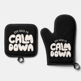 Sie müssen Typografie Cooles Sprichwort schwarz be Ofenhandschuh & Topflappen-Set