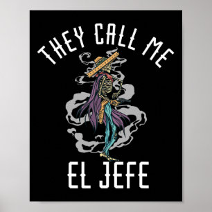 Sie nennen mich El Jefe mexikanischen Sombrero Cow Poster