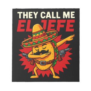 Sie nennen mich El Jefe Taco Funny Boss Cinco De M Notizblock