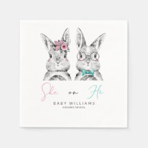 Sie oder er Pink & Blue Bunny Gender Reveal
