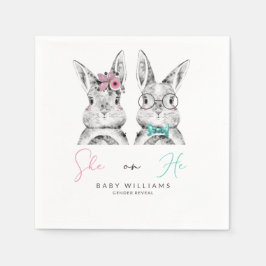 Sie oder er Pink & Blue Bunny Gender Reveal Serviette