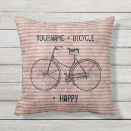 Sie plus Fahrrad entsprechen glücklichem antikem Kissen Für Draußen