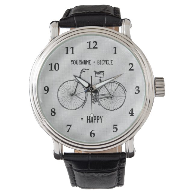 Sie Plus Fahrrad gleich glücklich Pinstripe Weiß G Armbanduhr (Vorderseite)