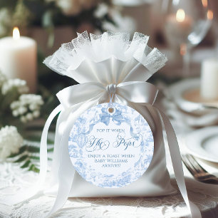 Sie Pop Blue Toile Safari Animal Baby Dusche Geschenkanhänger