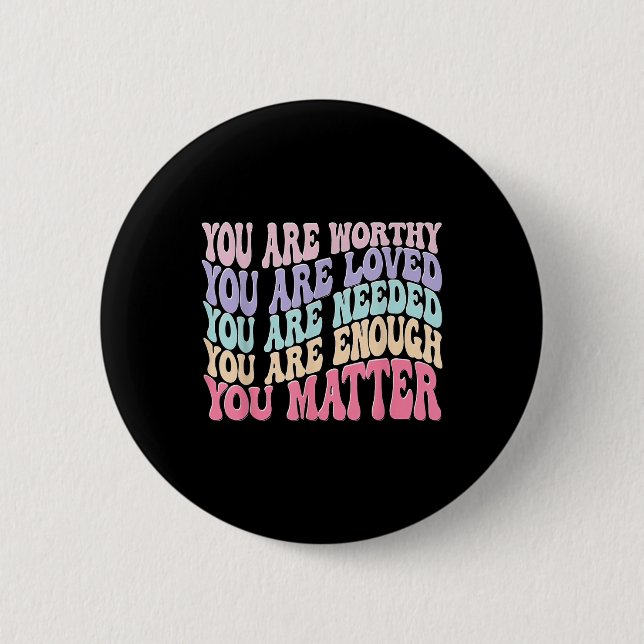Sie - Retro Groovy Mental Health Awareness Self Button (Vorderseite)