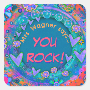 Sie Rock Custom Teacher's Name Class Personalisier Quadratischer Aufkleber