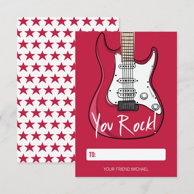 Sie Rock Kids Class Room Valentine Card Einladung (Vorne/Hinten)