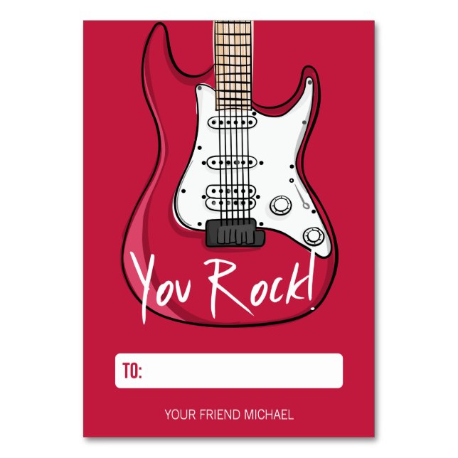 Sie Rock Kids Class Room Valentine Card Tischnummer (Vorderseite)