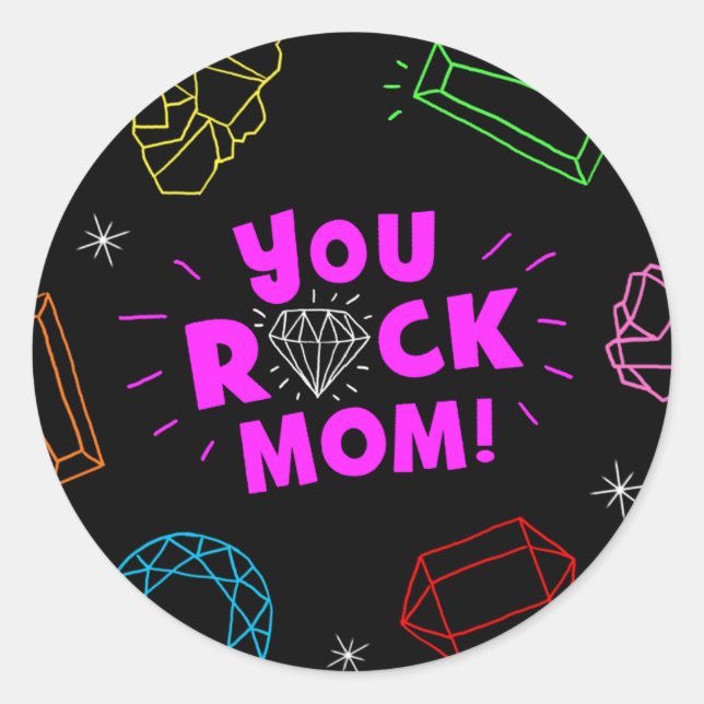 Sie Rock Mama Gemstone Pattern Runder Aufkleber (Vorderseite)