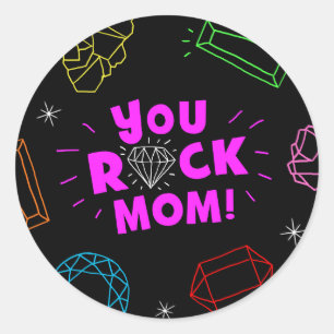 Sie Rock Mama Gemstone Pattern Runder Aufkleber