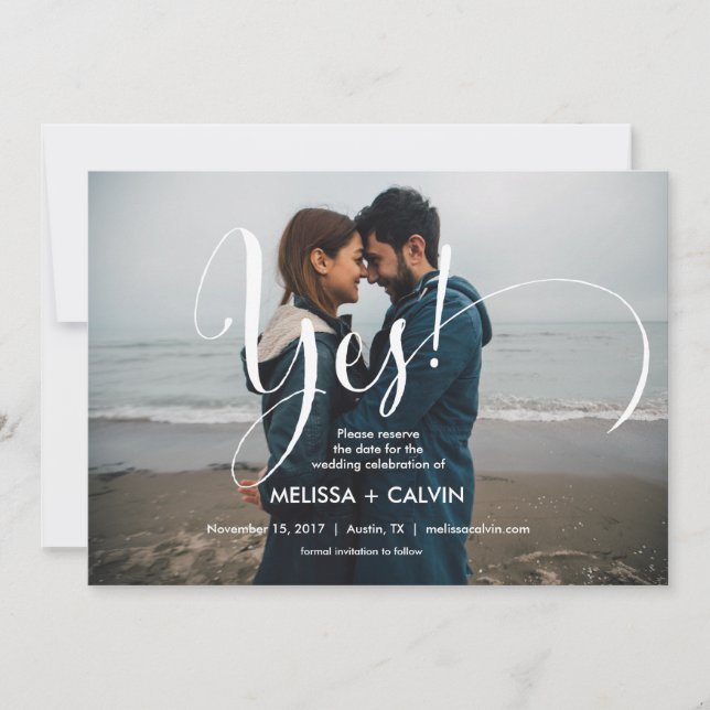 sie sagt ja Save the Date kalligraphische Karte v3 (Vorderseite)