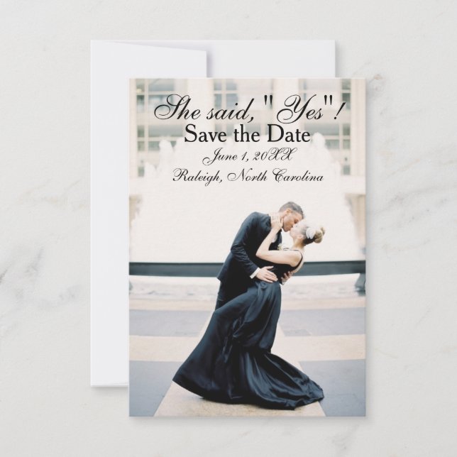 Sie sagte "Ja" - 3x5 Ankündigung Datum freihalten (Vorderseite)