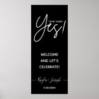 Sie sagte Ja-Banner schwarz Verlobtes Begrüßungspu