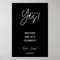 Sie sagte Ja-Banner schwarz Verlobtes Begrüßungspu