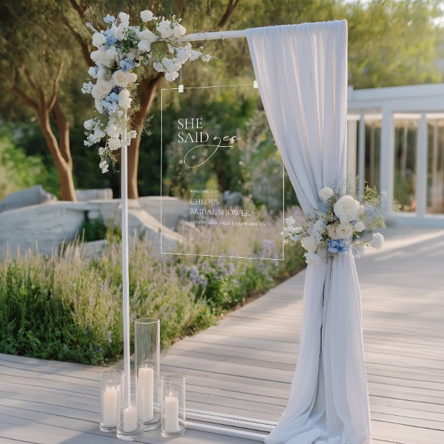 Sie sagte ja Brautparty Akryllische Begrüßung Acrylschild (She Said Yes Bridal Shower Acrylic Welcome Sign)