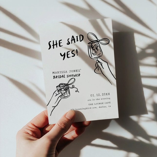 Sie sagte ja! Brautparty Illustriert Einladung (Von Creator hochgeladen)