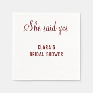 sie sagte ja Brautparty-Party Name-Text Serviette