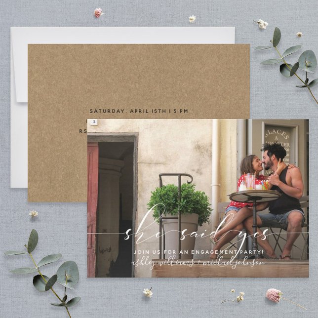 Sie sagte ja, Calligrafy Engagement Partei einlade Einladung (Von Creator hochgeladen)