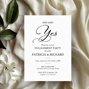 Sie sagte Ja Elegante Script Engagement Party Einladung