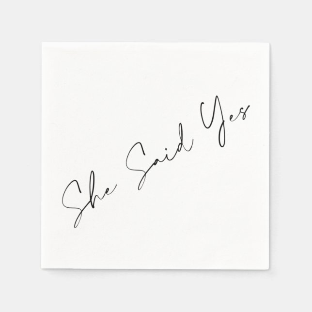 Sie sagte ja, elegante Typografie Serviette (Vorderseite)