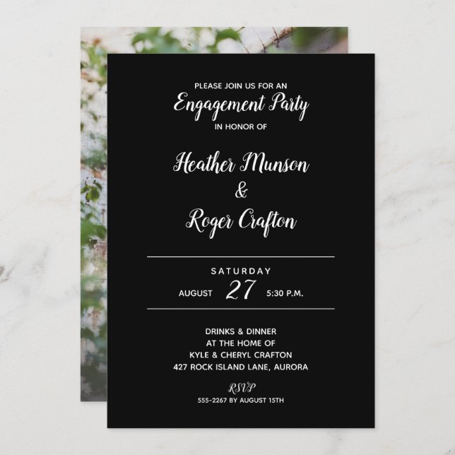 Sie sagte ja, ENGAGEMENT PARTEI lädt ein | Bild hi Einladung (Vorne/Hinten)