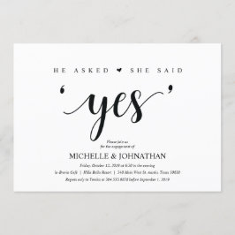 Sie sagte ja, Engagement Partei lädt ein Einladung