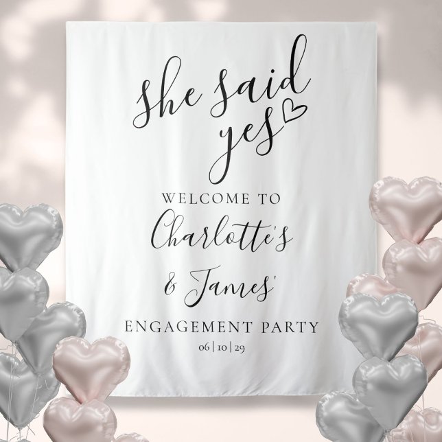 Sie sagte Ja Engagement Party Foto-Prop Wandteppich (She Said Yes Engagement Party Photo Prop Tapestry)