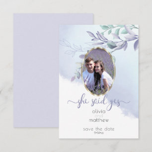 Sie sagte: Ja Floral Oval Save the Date Einladung