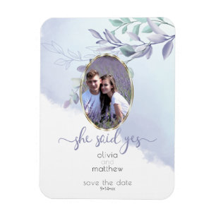 Sie sagte: Ja Floral Oval Save the Date Magnet