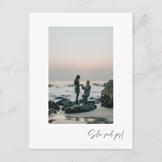 Sie sagte ja Foto Engagement Partei Postkarte (Vorderseite)