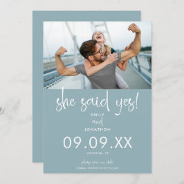 Sie sagte ja Foto Modernes Drehbuch Dusty Blue Whi Save The Date