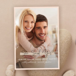 Sie sagte ja Kalligraphie Blush Gold Verlobung Einladung