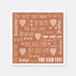 Sie sagte ja Medium Terra Cotta Engagement Party Serviette