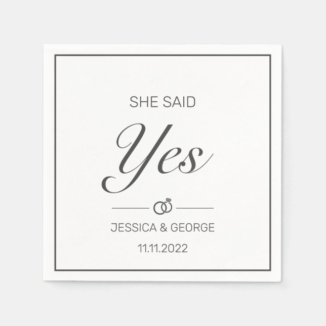 Sie sagte ja Minimalistisch Serviette (Vorderseite)