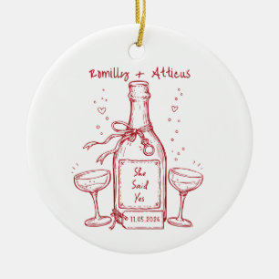 Sie sagte Ja personalisierte Verlobungs-Erinnerung Keramik Ornament