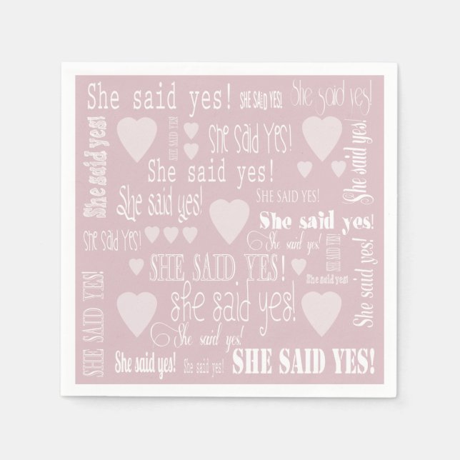 Sie sagte ja Pink-Engagement-Partei Serviette (Vorderseite)