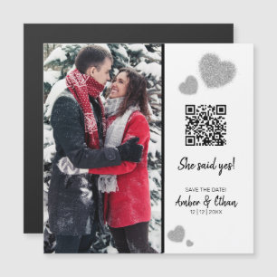 Sie sagte ja! QR-Bildvorlage Save the Date Magnetkarte