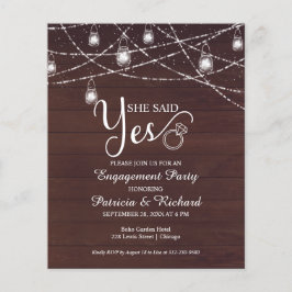 Sie sagte Ja Rustikale Engagement Partei Einladung