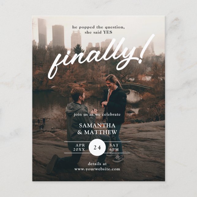 Sie sagte ja Schließlich Foto Engagement Partei ei Flyer (Vorne)