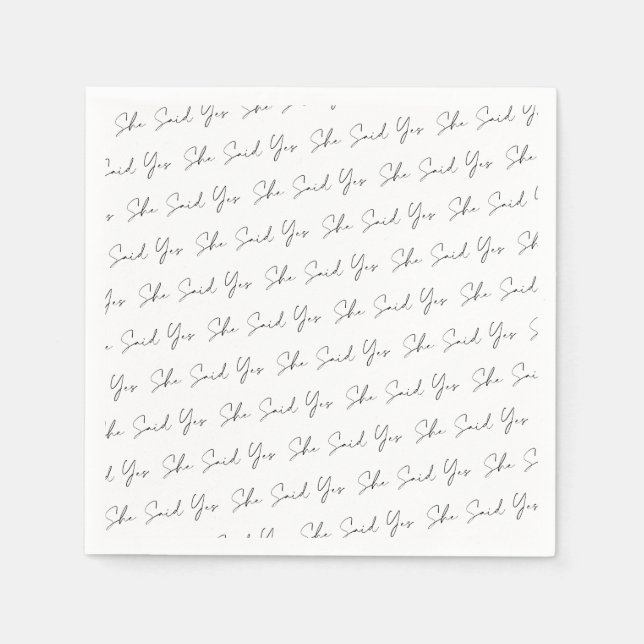 Sie sagte ja, schwarze Typografie Serviette (Vorderseite)