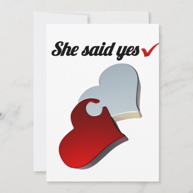 Sie sagte ja Verlobung Einladung - Herzdesign (Vorderseite)