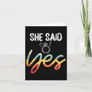 Sie sagte ja Wedding Groom Verlobte Verlobt Engag Karte