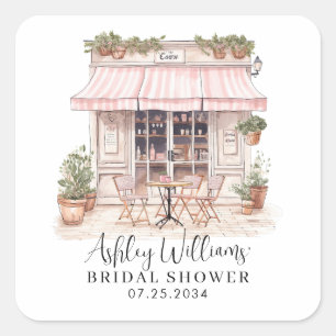 Sie sagte Oui Ja Paris Französisches Café Brautjun Quadratischer Aufkleber