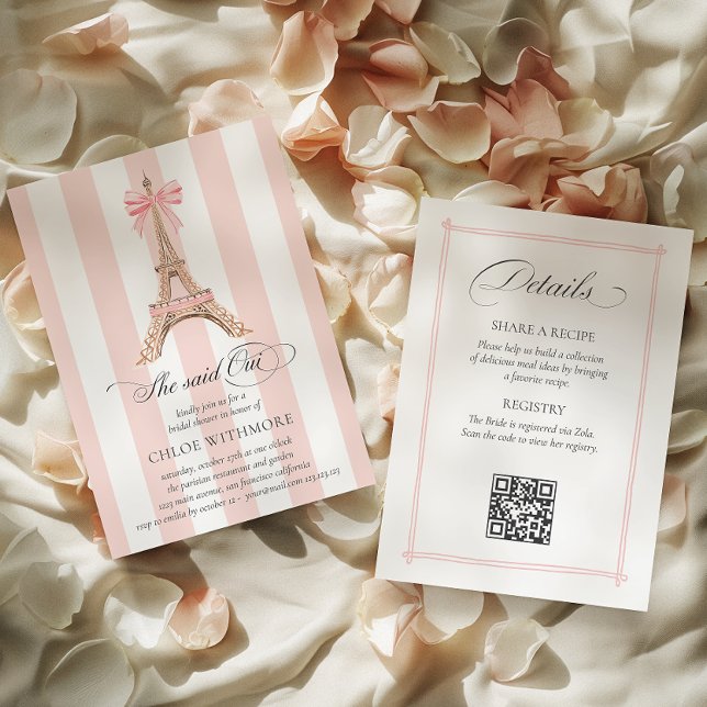 Sie sagte Oui Paris Bow Eiffel Tower QRCODE DETAIL Einladung (Von Creator hochgeladen)