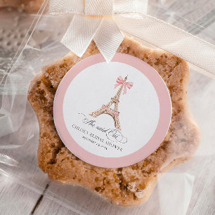 Sie sagte Oui Paris Bow Eiffelturm BRIDAL SHOWER Runder Aufkleber