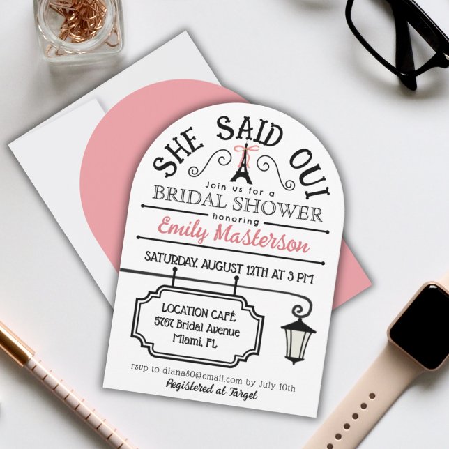 Sie sagte Oui, Pariser Brautdusche Einladung (She said Oui - Emily in Paris themed Bridal Shower Invitation)