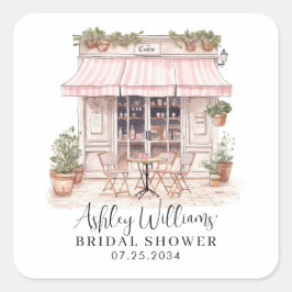 Sie sagte Oui Yes Paris Französisch Café Brautpart Quadratischer Aufkleber