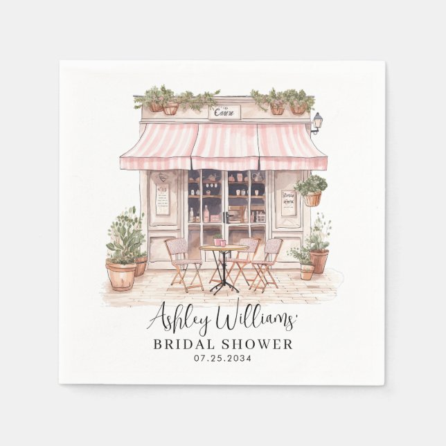 Sie sagte Oui Yes Paris Französisch Café Brautpart Serviette (Vorderseite)