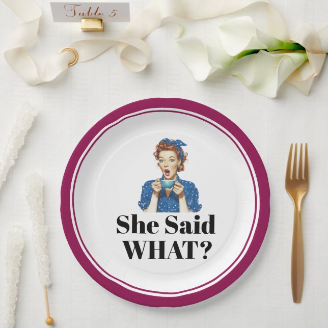 Sie sagte was? Pappteller (Hochzeit)