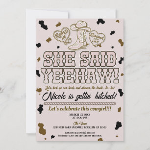 Sie sagte Yeehaw Pink Country Kuh Brautparty  Einladung